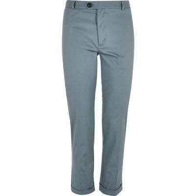 Light blue cropped skinny trousers